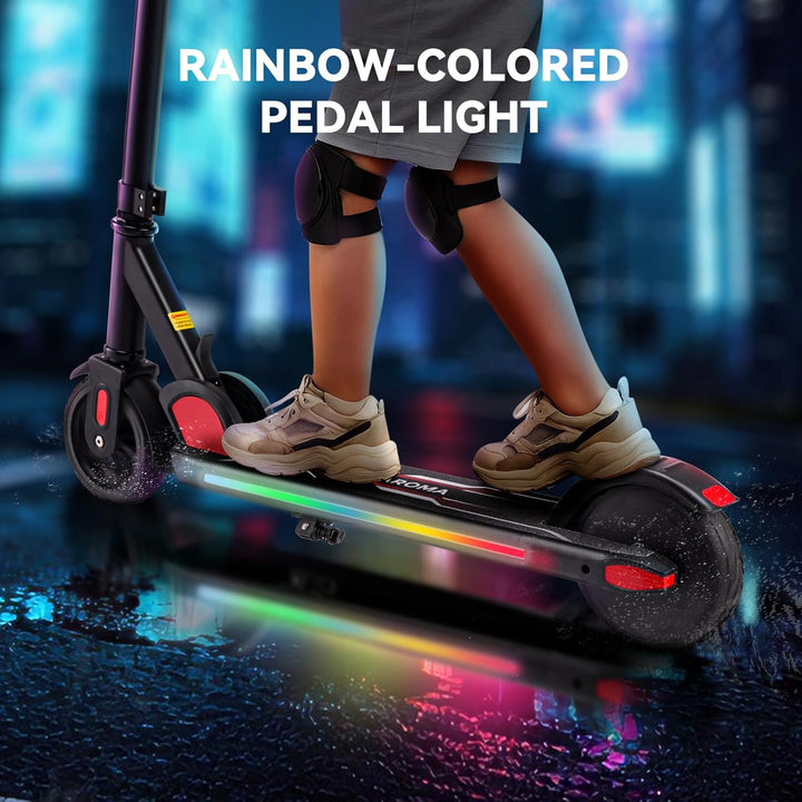 Caroma E Scooter Kinder von 8-12 Jahren,bis zu 16 km/h & 8 km,Elektroroller Kinder mit Bunte Leuchte