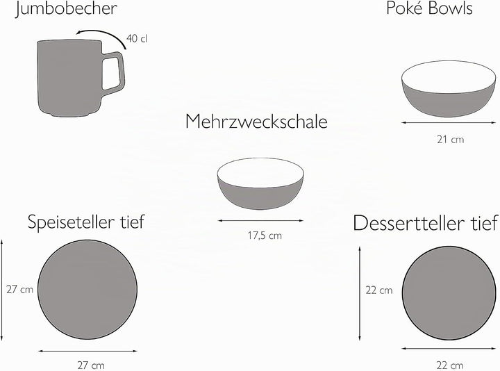 CreaTable, 22900, Serie Allround - SUMMERTIME, Geschirrset, Kombiservice 10 teilig