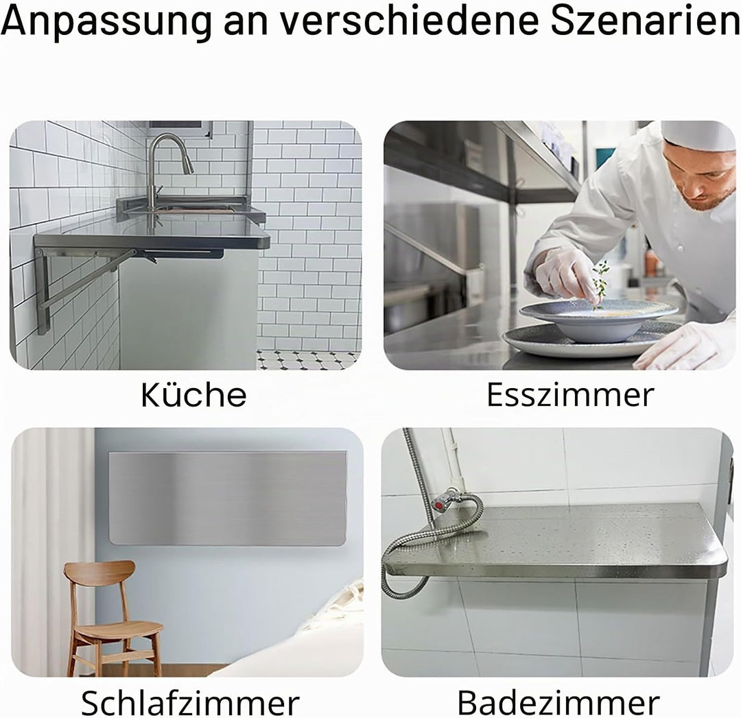 SARKEY Klappbarer Wandtisch, Wandklapptisch Aus Rostfreier Stahl,Wandklapptisch Wand Montierter Klap