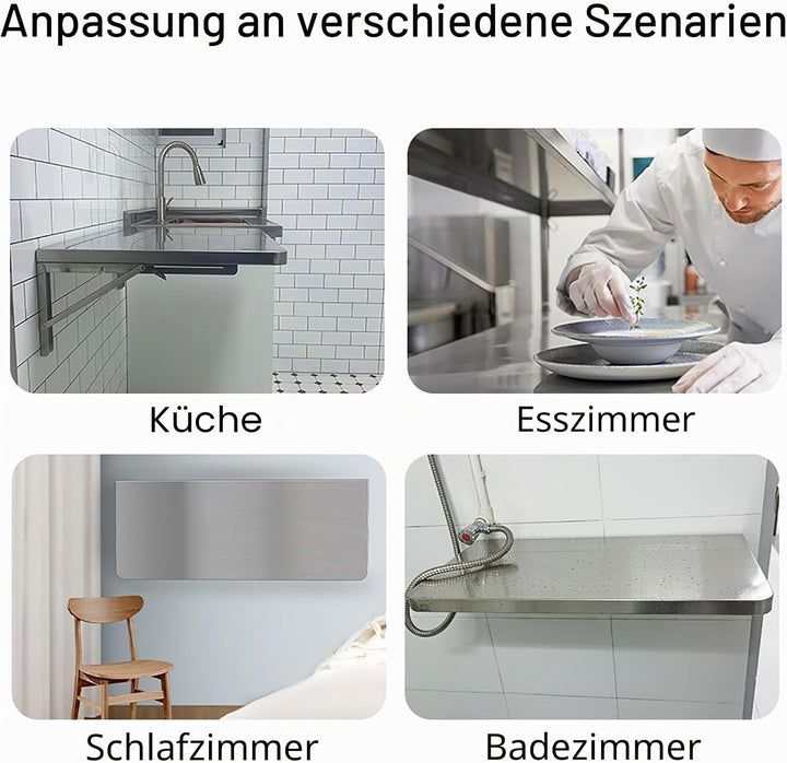 SARKEY Klappbarer Wandtisch, Wandklapptisch Aus Rostfreier Stahl,Wandklapptisch Wand Montierter Klap