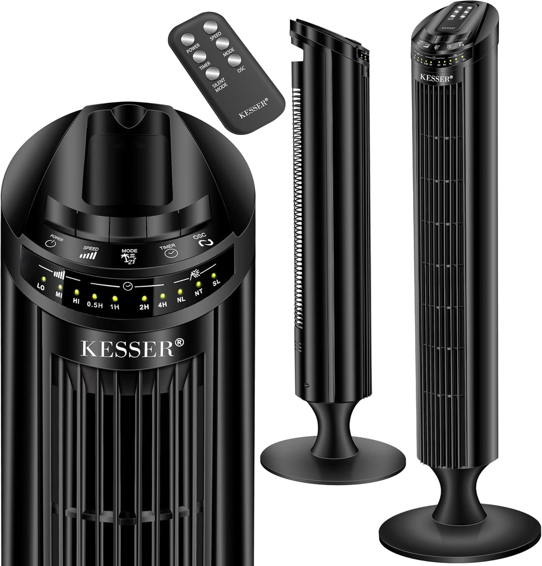 KESSER® Turmventilator mit Fernbedienung | 90° Oszillationswinkel | 3 Stufen | 90 cm |+ Timerfunktio