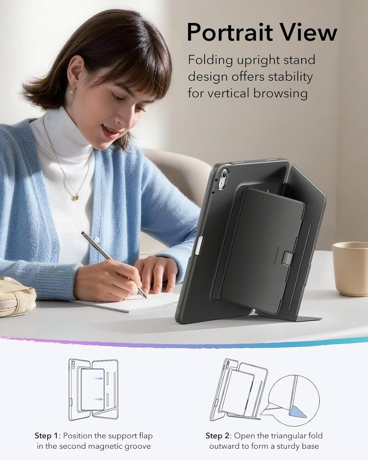 ESR Hülle für iPad Air 13 Zoll (2026/2025/2024) M4/M3/M2, Vertikale Stand, Mehrere Standwinkel, Ultr