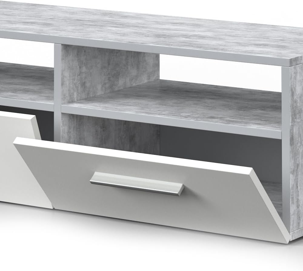 Vicco Lowboard Diego, Weiss/Beton, 95 x 38 cm Weiss 95 cm, Weiss 95 cm