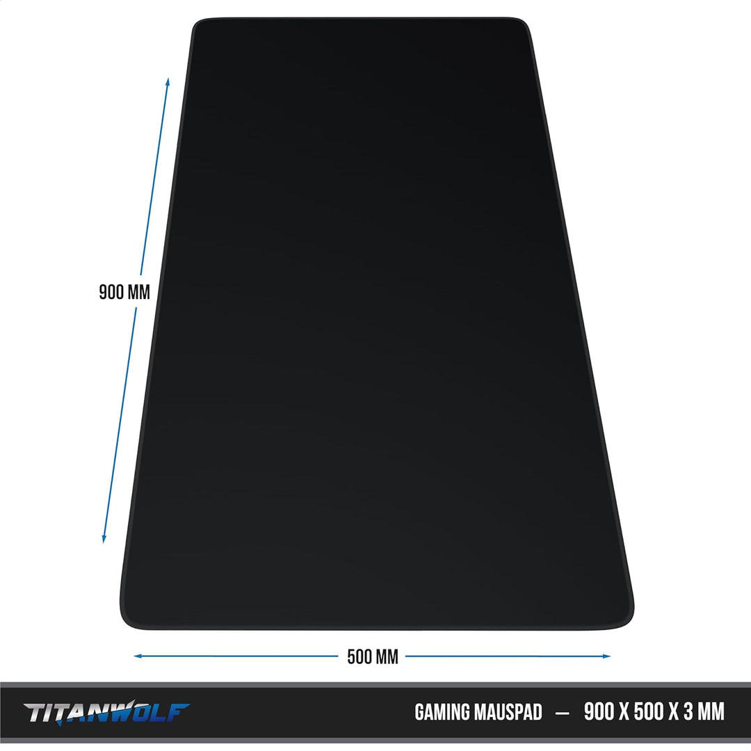 Titanwolf - XXXL Übergrösse Mauspad 900x500mm - Gaming Mousepad Gross - 90x50 cm Tischunterlage Larg