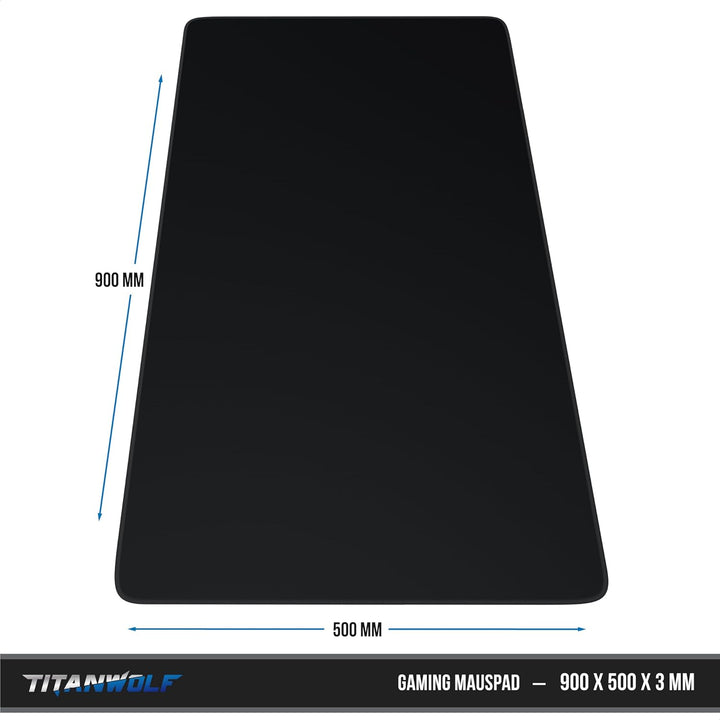 Titanwolf - XXXL Übergrösse Mauspad 900x500mm - Gaming Mousepad Gross - 90x50 cm Tischunterlage Larg