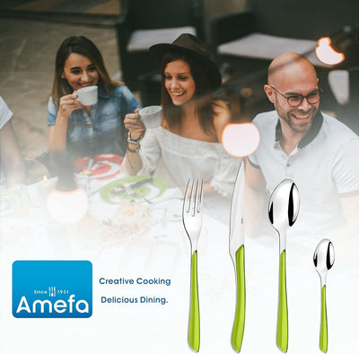 Amefa ECLAT Besteck Set aus Edelstahl rostfrei, Essbesteck 24-teilig, für 6 Personen, hochwertige Ku