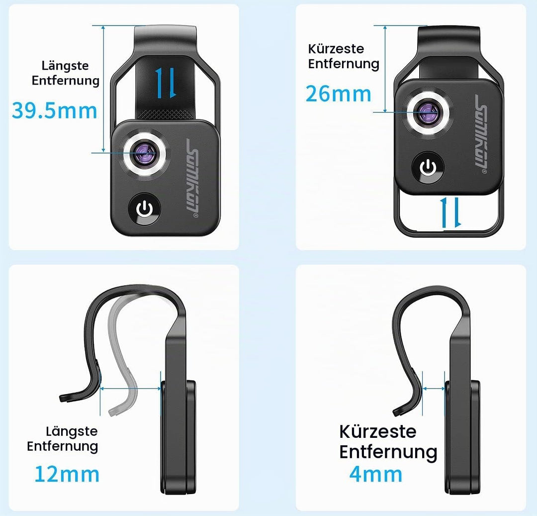 Somikon Handylupe: Mikroskop-Vorsatzlinse für Smartphones, 200-fache Vergrösserung, 6 LEDs (Microsco