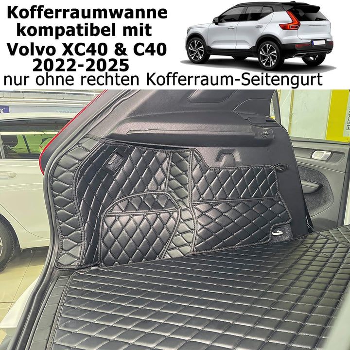 Kofferraumwanne kompatibel mit Volvo XC40 C40 2022–2026 (nur ohne rechten Kofferraum-Seitengurt Ohne