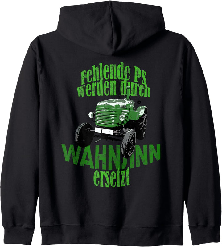 Fehlende PS werden durch Wahnsinn ersetzt Traktor, Oldtimer Kapuzenjacke