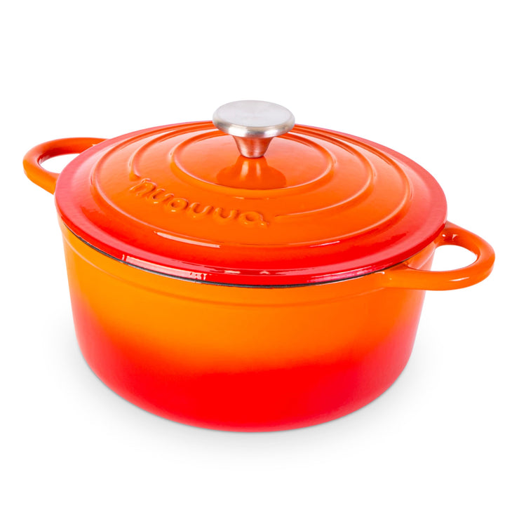 Nuovva Topf aus Gusseisen mit Deckel, antihaftbeschichtet, ofenfest, emailliert, stabiles Dutch Oven