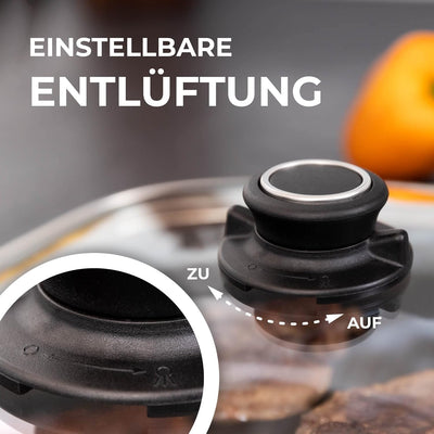 MaxxGoods Glasdeckel für Fischpfanne oval 41x27cm | Vollglasdeckel Backofenfest bis 260°C | hitzebes