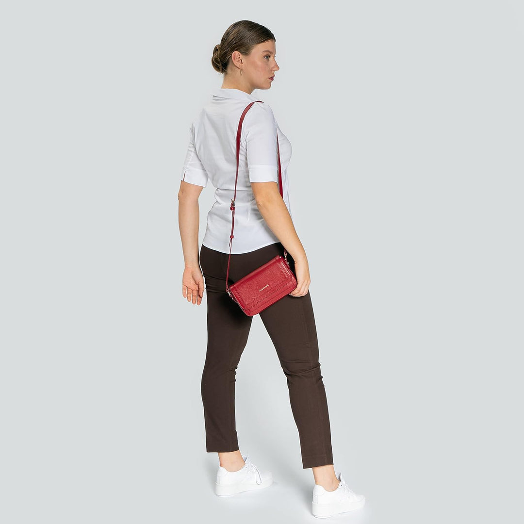 Lazarotti Bologna Leder Umhängetasche Damen | verstellbarer Schulterriemen | mittelgrosse Crossbody