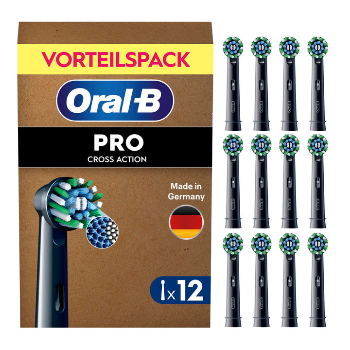 Oral-B Pro CrossAction Aufsteckbürsten für elektrische Zahnbürste, 12 Stück, Zahnreinigung, X-Borste
