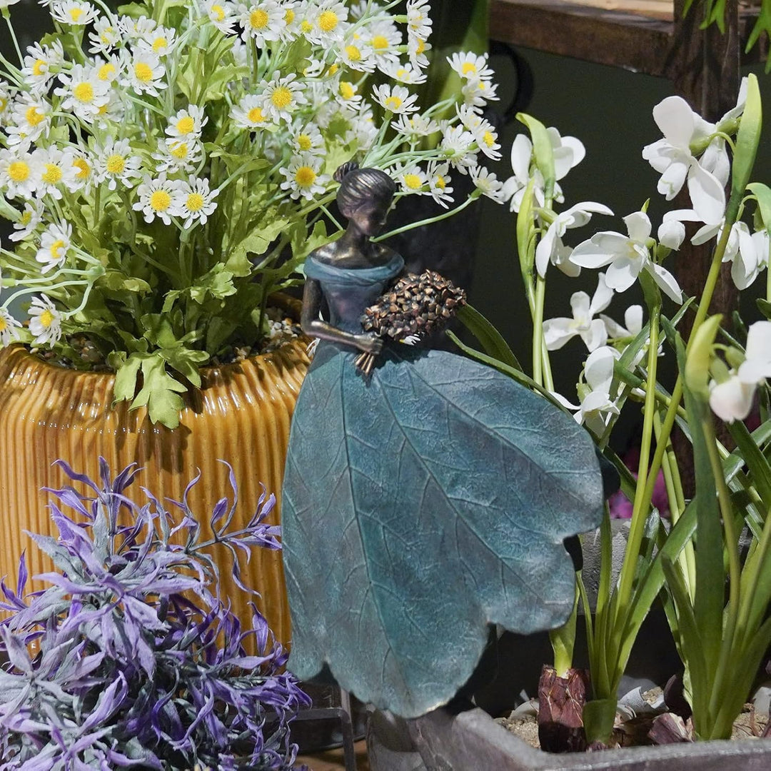 Guichifun Fairy Statue Collection Home Decoration – Blatt Engel Mädchen Harz Heimdekoration für drau