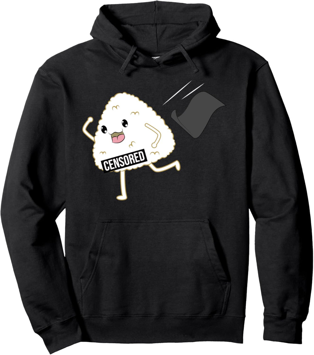 Censored Crazy Happy Onigiri Japanese Sushi Anime Pullover Hoodie