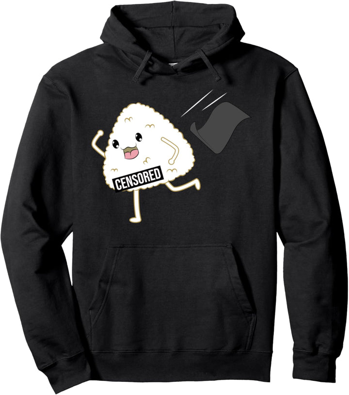 Censored Crazy Happy Onigiri Japanese Sushi Anime Pullover Hoodie