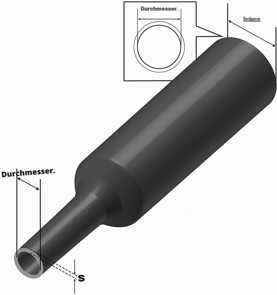 ISOLATECH Schrumpfschlauch Meterware schwarz ohne Kleber Ø10mm 10 Meter Schrumpfverhältnis 2:1 Set P