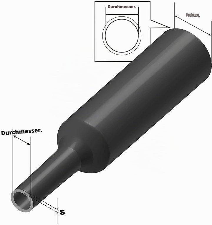 ISOLATECH Schrumpfschlauch Meterware schwarz ohne Kleber Ø 40mm 10 Meter Schrumpfverhältnis 2:1 Set
