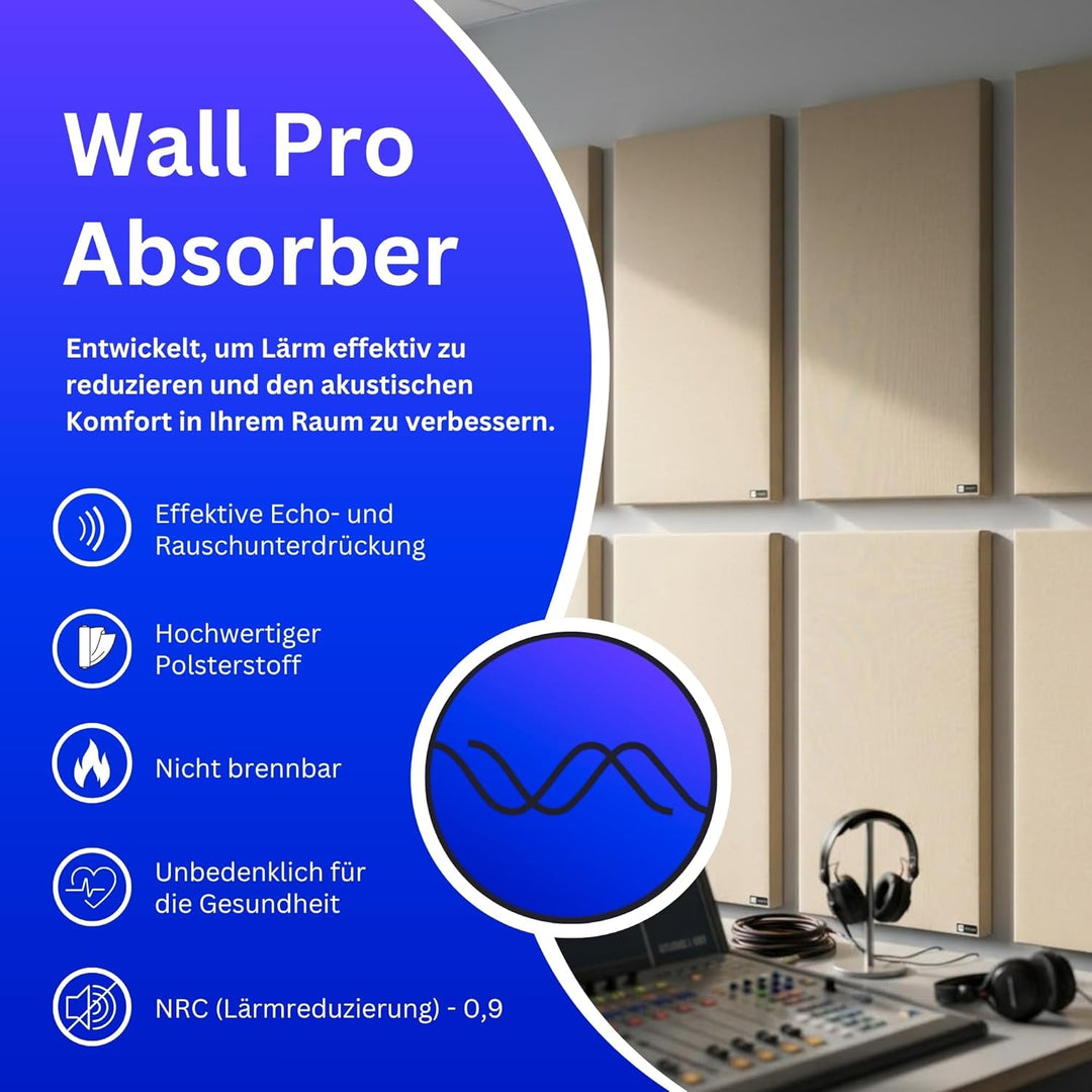 Bluetone Acoustics Wall Panel Pro - Professionel Schallabsorber - Akustikpaneele für die Raumakustik