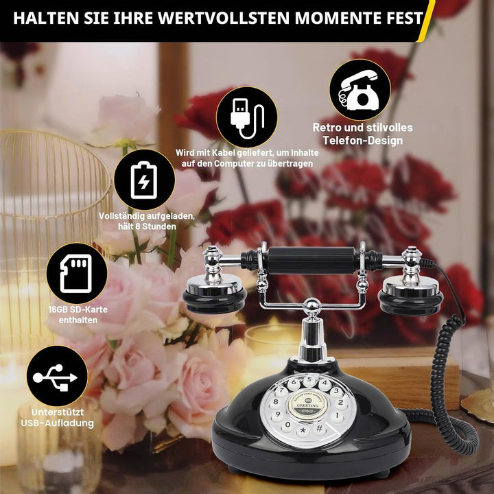 Audio Gästebuch Hochzeit Telefon mit Flugetui, Record Customized Audio Nachricht mit Gästebuch Retro