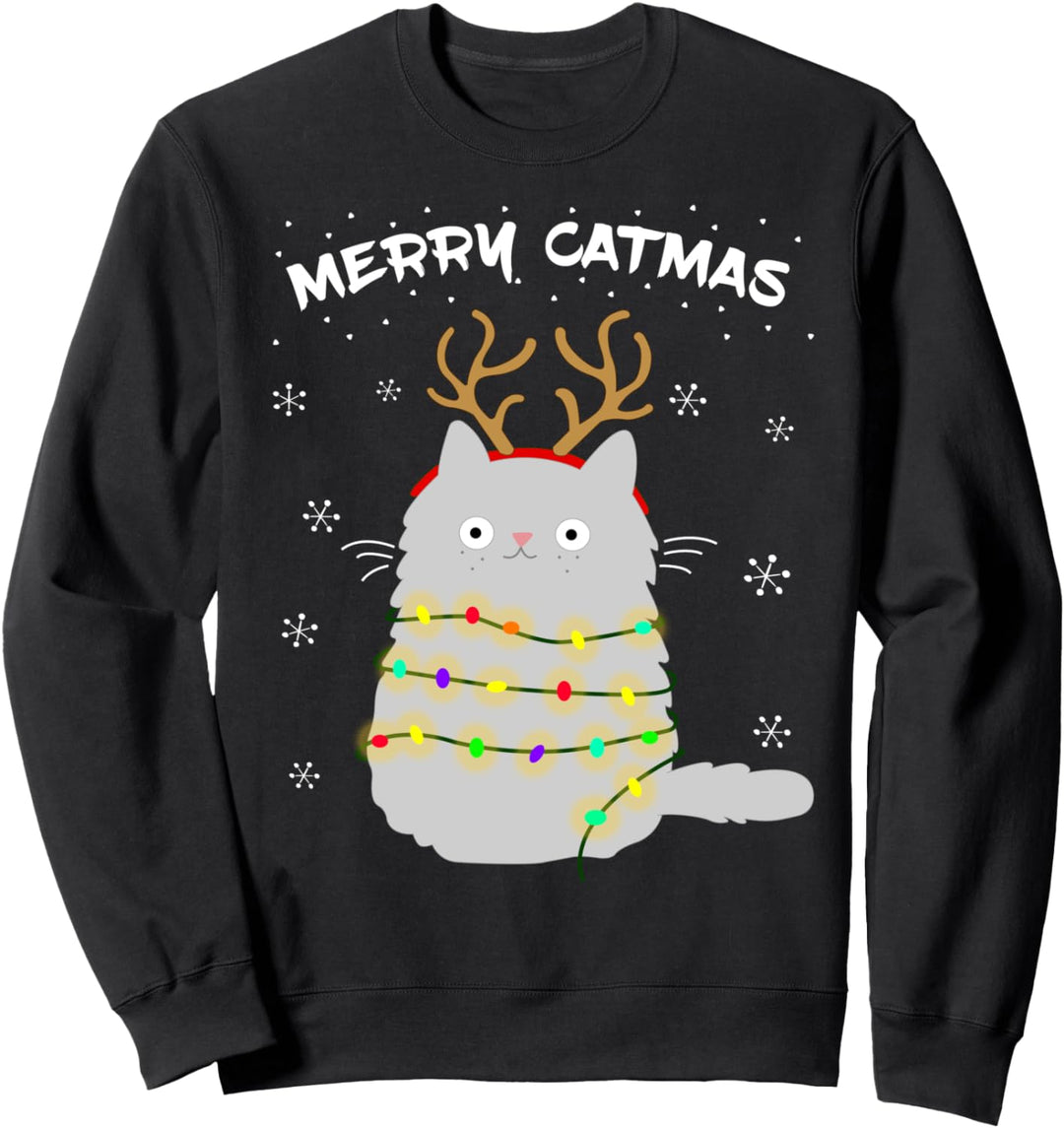Merry Catmas Katzen Weinachtsmann Motiv für Katzen Besitzer Sweatshirt
