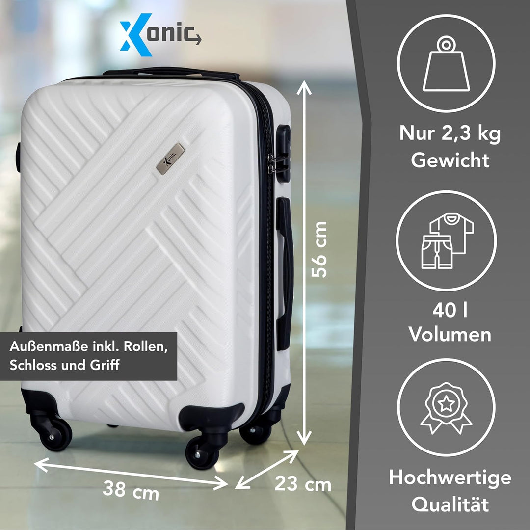Xonic Design Reisekoffer mit Rollen– ABS Hartschalenkoffer mit 360° Leichtlauf-Rollen – hochwertige