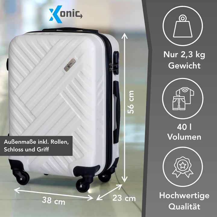 Xonic Design Reisekoffer mit Rollen– ABS Hartschalenkoffer mit 360° Leichtlauf-Rollen – hochwertige
