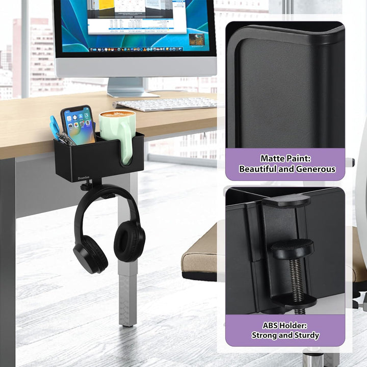 SchreibtischOrganizer mit Kopfhörer-Aufhänger, Schreibtisch-Getränkehalter für Schreibtisch-Aufbewah