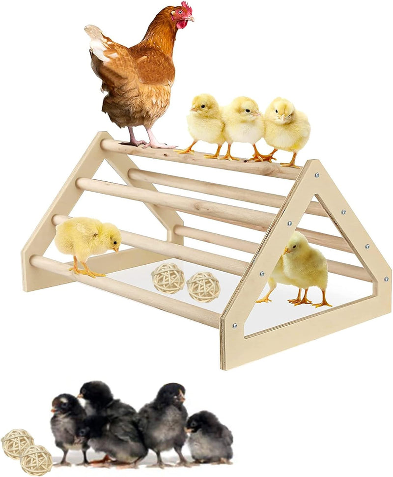 Allazone Hühnersitzstange aus Holz Sitzstange Huhn Sitzstangen mit 10 Stück Rattankugeln für Hühner