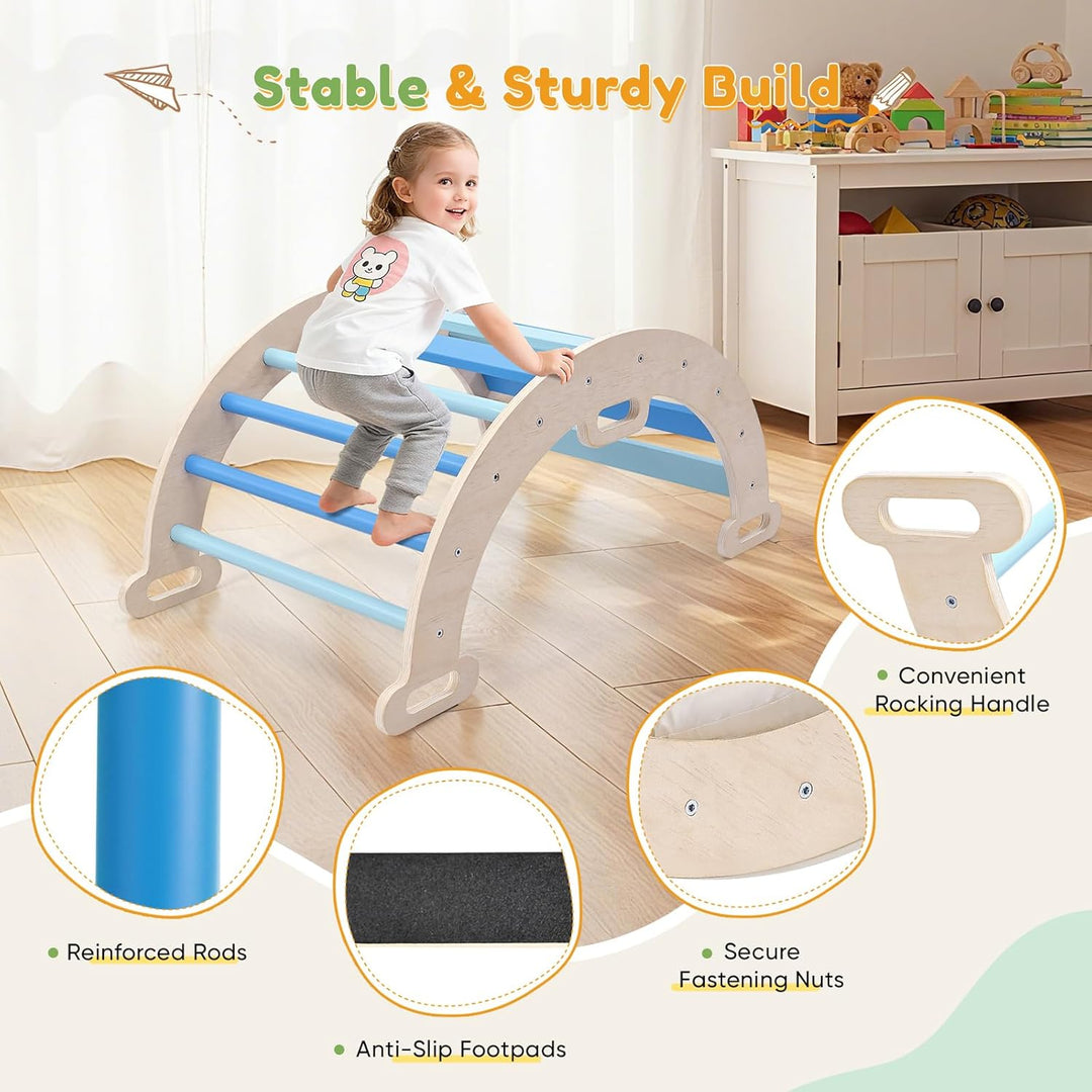 klettergerüst Indoor,Holzkletterbogen mit Weichem Kissen,Indoor Klettergerüst für Kinder ab 3 Jahre,