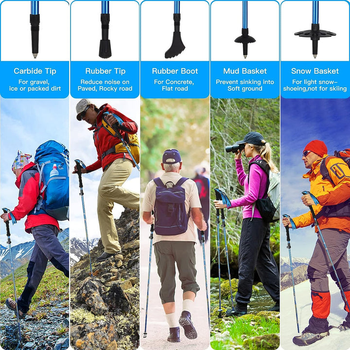 HUGSEE Wanderstöcke - Nordic Walking Stöcke Damen und Herren,Faltbar wanderstöcke Teleskop,Ultraleic