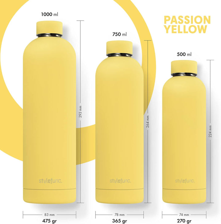 Edelstahl Trinkflasche "pure" | 500ml 750ml & 1l auslaufsichere Thermosflasche | Kohlensäure geeigne