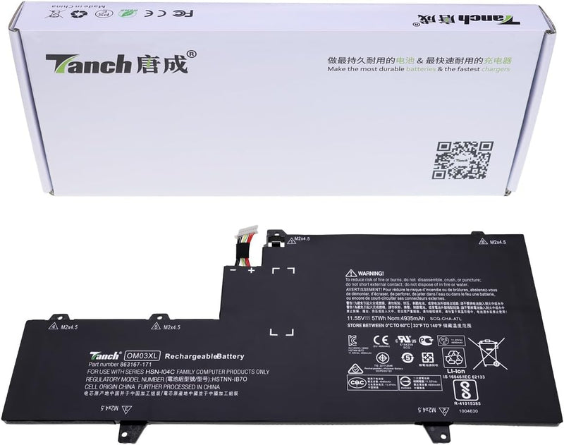 Tanch OM03XL Laptop Akku für HP Elitebook x360 1020 G2 11.55V 4935mAh 57W