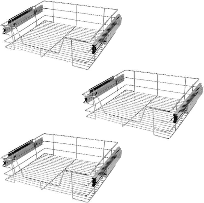 3x Casaria Teleskopschublade 60cm Schrankbreite Küchenschublade Korbauszug Schrankauszug Schlafzimme