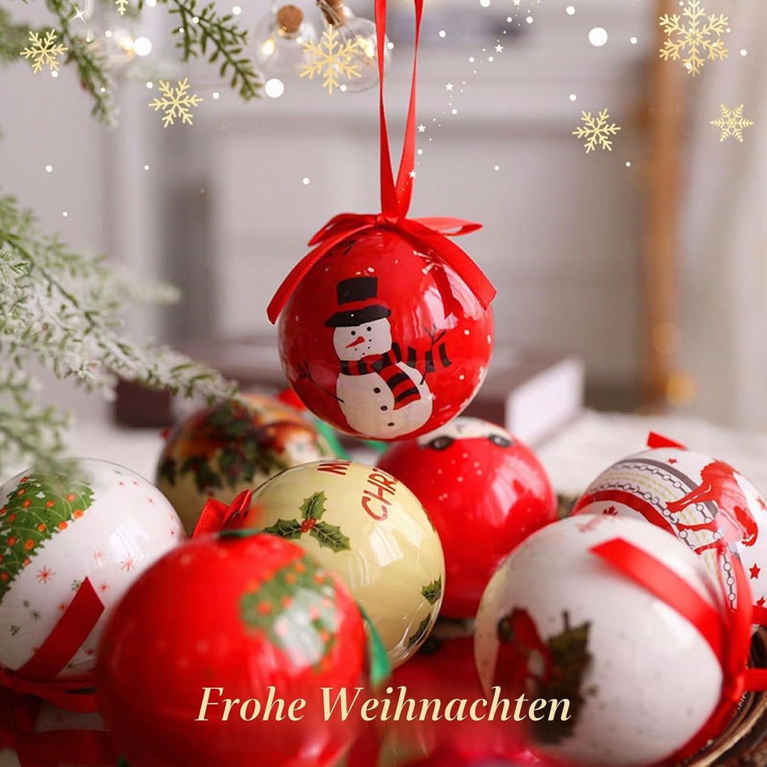 6er Set Christbaumkugel Nostalgie Christmas Tree Decoration Ball Weihnachtsdekorative Plastikkugeln
