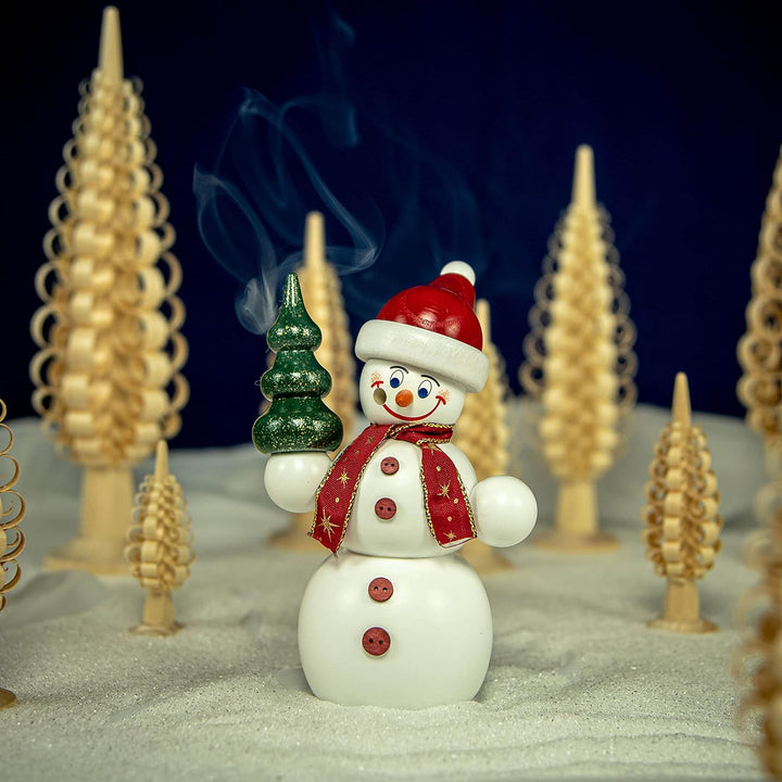 Seiffener Volkskunst | Räuchermännchen | Räucherfigur 15 cm | Schneemann | Original Erzgebirge | 122