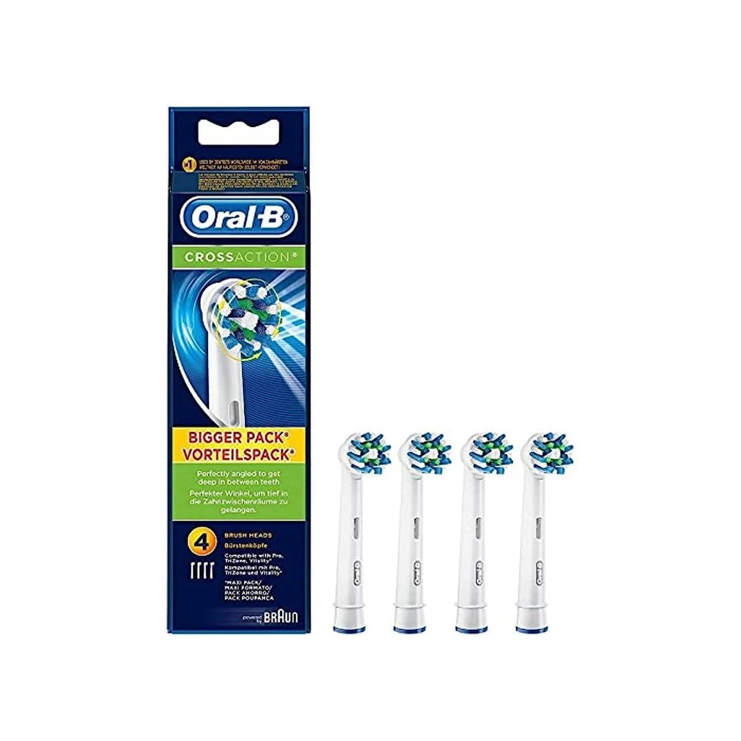 Oral-B Braun CrossAction Ersatz-Bürstenköpfe, 4 Stück Weiss, Weiss