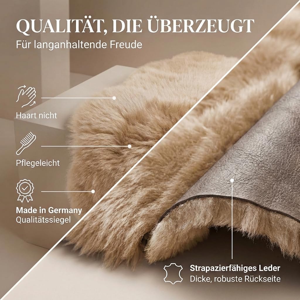 Premium Lammfell Schaffell von LANABEST hell-beige. Echtes Fell mit ganz zarter Wolle. Kuschelfell,