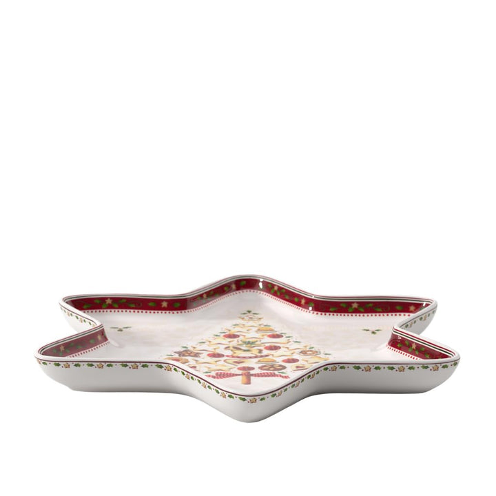Villeroy und Boch Winter Bakery Delight Grosse Schale in Stern-Form, Premium Porzellan, Weiss/Rot/Be