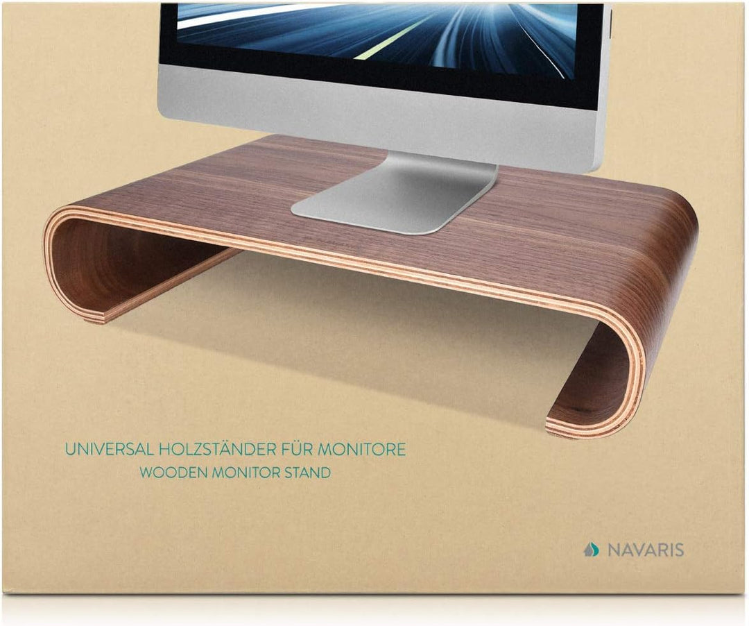 Navaris Bildschirm Holzständer TV Ständer - Computer Tisch Schreibtisch Monitorständer Bank - Schrei