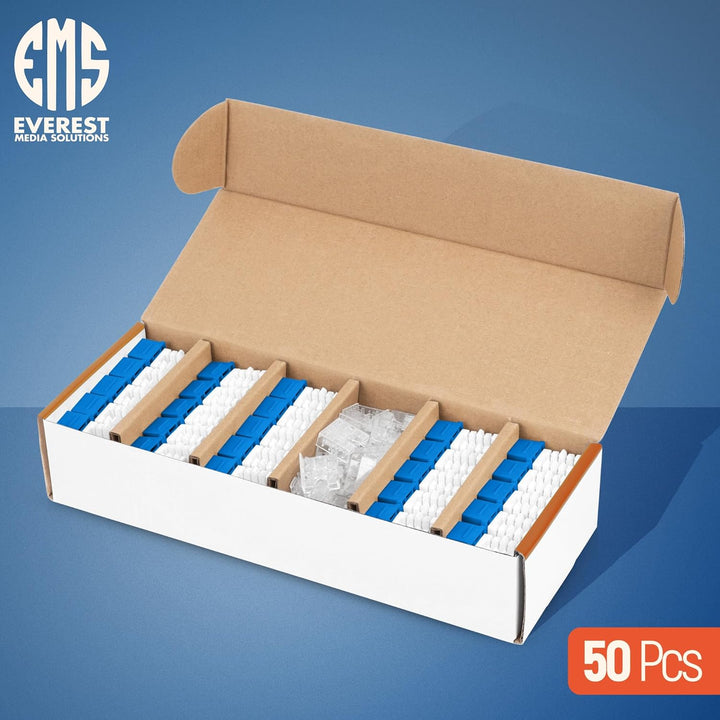 Everest Media Solutions 90 Grad abgewinkelter CAT6A Keystone-Klinkenstecker in blauer Farbe, schlank