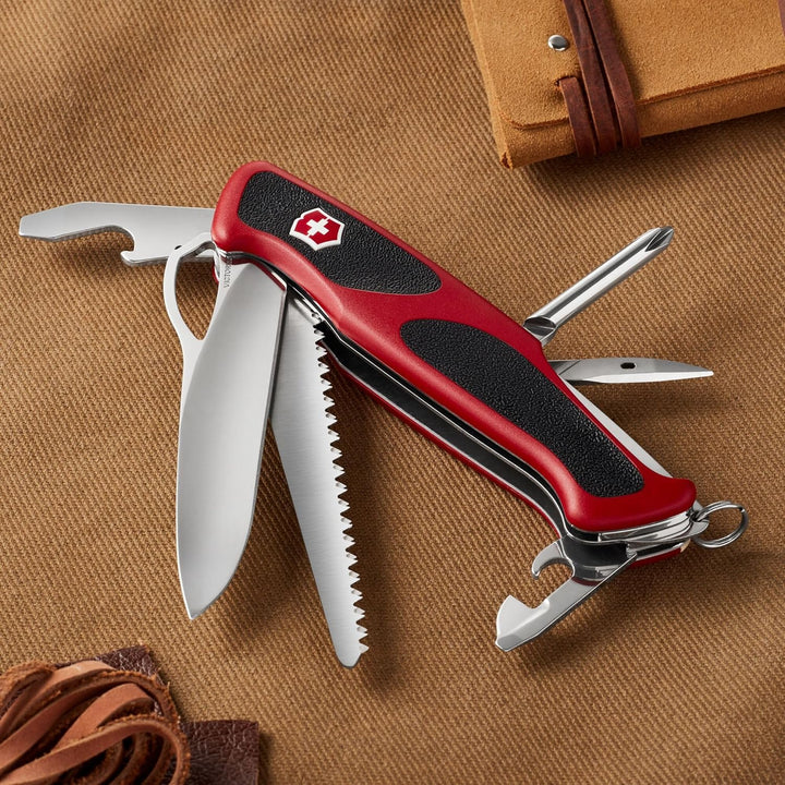 Victorinox Taschenmesser Ranger Grip 78 (12 Funktionen, Einhand-Feststellklinge) rot/schwarz Single,