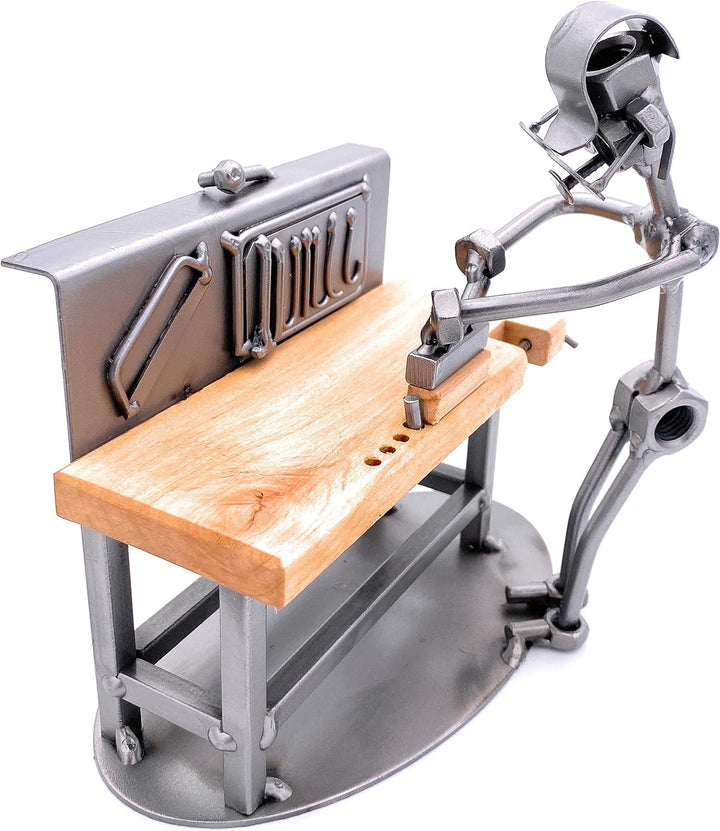 STEEMO Schraubenmännchen Tischler Handwerker Geschenk Metall-Deko 18x14x18 cm