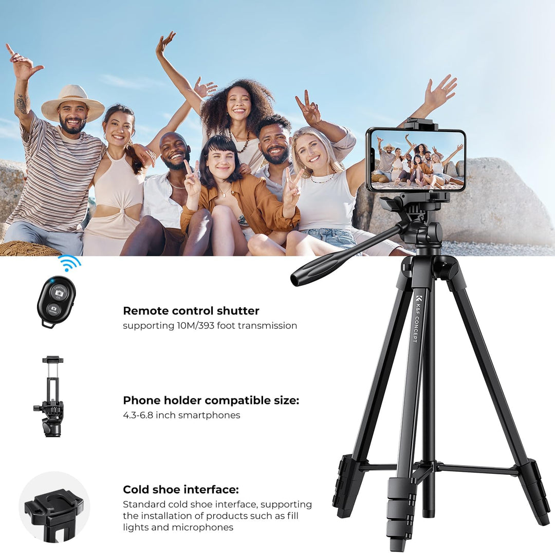 K&F Concept NT510 Handy Stativ,152cm leichtes Stativ, Tripod für DSLR Canon Nikon Sony, Stativ für S