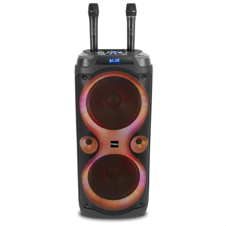 Ibiza - Columba-Karaoke - Bluetooth-Karaoke-Lautsprecher mit 2 kabellosen Mikrofonen - Stimmverzerre