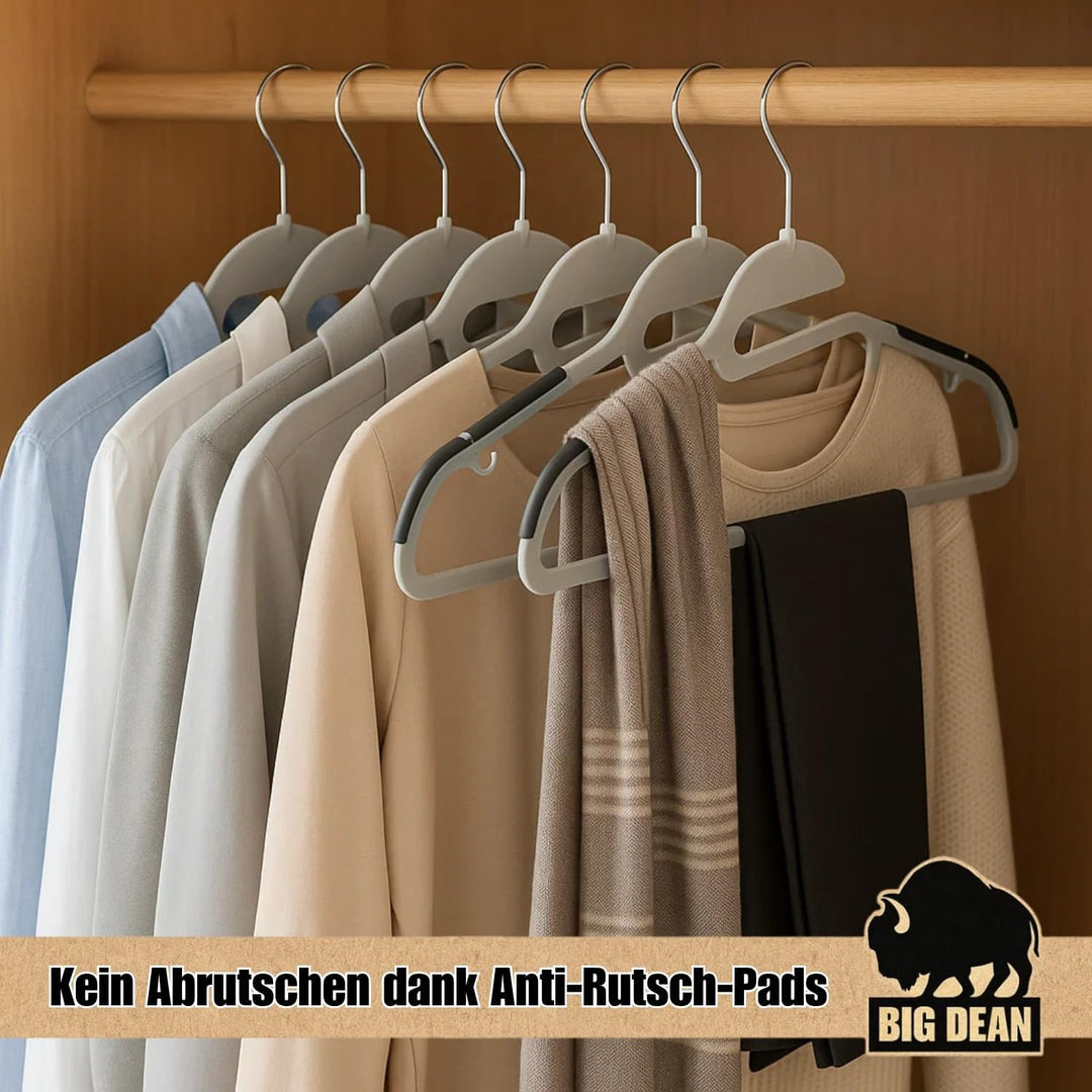BigDean 20 Stück Kleiderbügel platzsparend antirutsch grau Kleiderbügel Kunststoff - robuste Bügel H