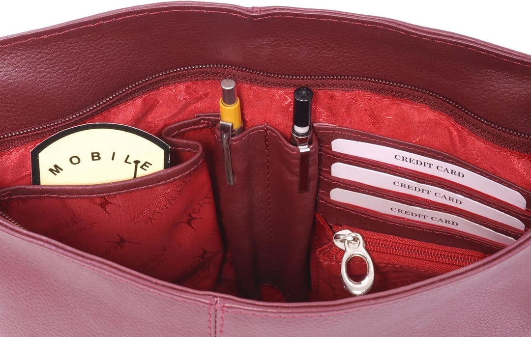 Catwalk Collection Handbags - Damen Umhängetasche Mittelgross - Crossbody Bag - Leder Wildleder - Ve