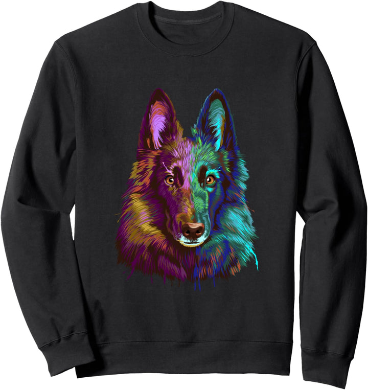 Bunter Splash Hund Belgischer Schäferhund Groenendael Sweatshirt
