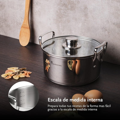 MasterPro Smart | Kochgeschirr 6-teilig, 3 Pfannen von 20, 24 und 28 cm und 3 Holzutensilien | Edels
