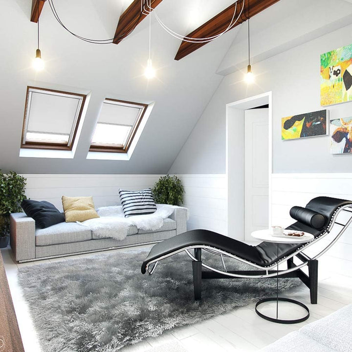 Dachfenster Verdunkelungsrollo Schwarz Thermo-Rollo, 100% Verdunkelung, Silberne Seitenschienen, kom